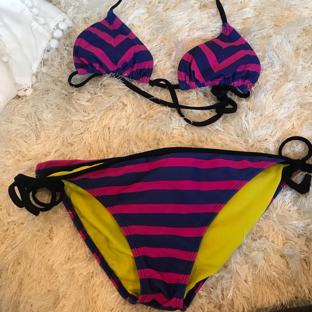Pink and navy sports bikini